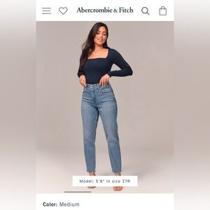 Abercrombie the mom high rise jean color medium size 28/6 short curve love